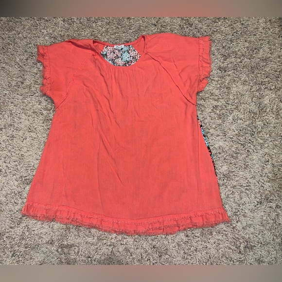 Summer white birch size large orange and floral back top - Picture 1 of 5